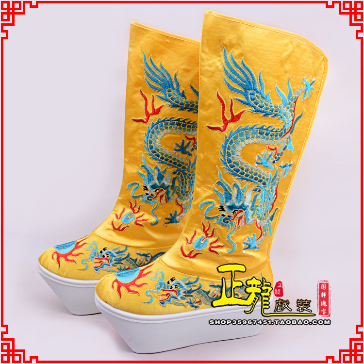 台儿庄皇帝龙靴变脸靴绣龙靴子厚底官靴 好龙高靴
